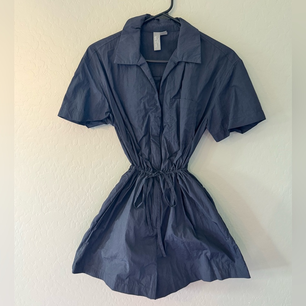 Sweaty Betty Navy Short-Sleeve Drawstring Mini Dress